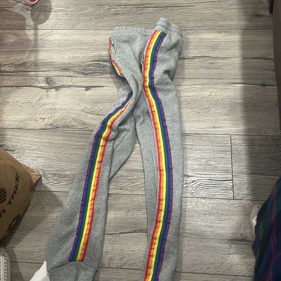 Grey sweatpants with rainbow on sides - Picture 2 of 3